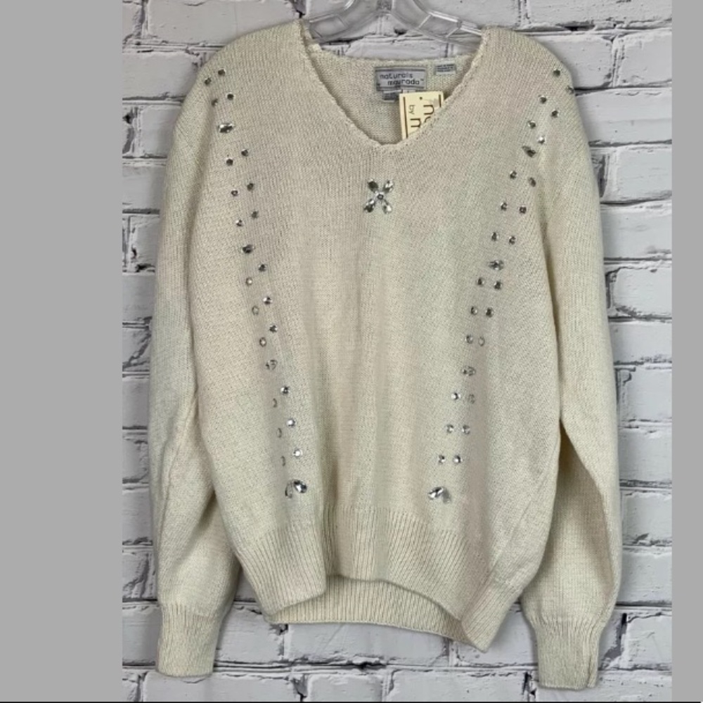 Retro Maurada Womens Beige Knit Sweater Large NEW